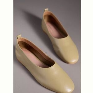 By Anthropologie Leather Glove Ballet Flats - Moss